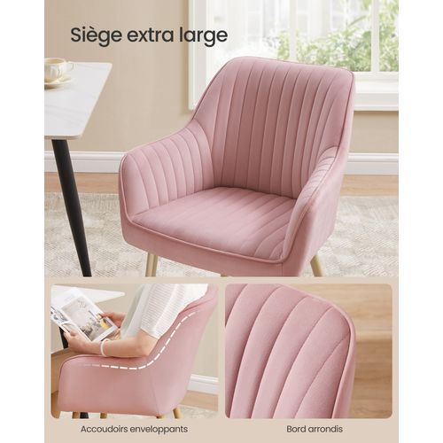Chaise Salle à Manger, Lot De 2, Chaise De Cuisine, Fauteuil En Velours, Avec Accoudoirs