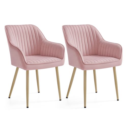 Chaise Salle à Manger, Lot De 2, Chaise De Cuisine, Fauteuil En Velours, Avec Accoudoirs