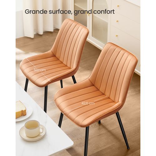 VASAGLE Lot De 2 Chaises Salle à Manger – Velours Gris Tourterelle, Coussin 5,5 Cm, Pieds Évasés, Charge 120 Kg, KDC184G02