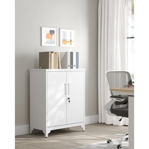 Caisson De Bureau, 2 Portes, Verrouillable, En Acier, Noir D'encre