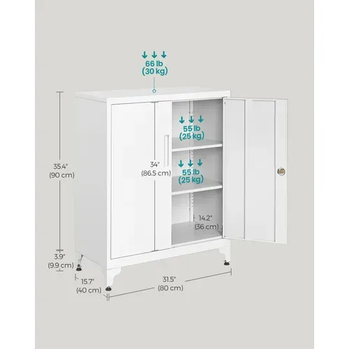 Caisson De Bureau, 2 Portes, Verrouillable, En Acier, Noir D'encre