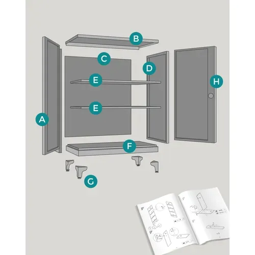 Caisson De Bureau, 2 Portes, Verrouillable, En Acier, Noir D'encre
