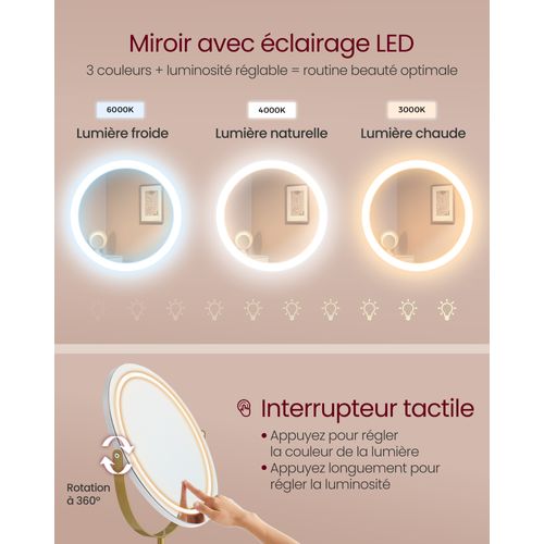 Coiffeuse Avec Taboutret Et Miroir Avec éclairage Et Multiprise Blanc