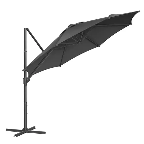 Parasol De Jardin 300 Cm, Inclinaison Fluide, Pivotant à 360°, Manivelle, Avec Base En Croix, Gris