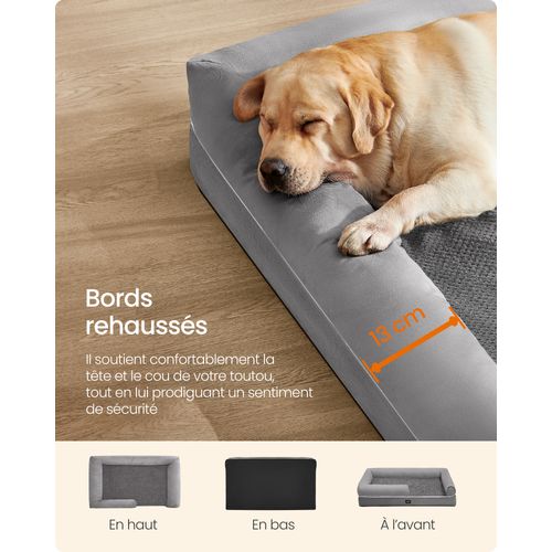 Panier Pour Chien Orthopédique,housse Amovible Et Lavable, 135 X 107 X 23Cm, Gris Clair