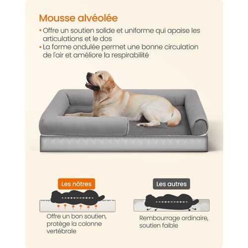 Panier Pour Chien Orthopédique,housse Amovible Et Lavable, 135 X 107 X 23Cm, Gris Clair