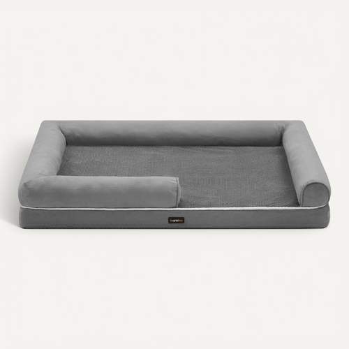 Panier Pour Chien Orthopédique,housse Amovible Et Lavable, 135 X 107 X 23Cm, Gris Clair