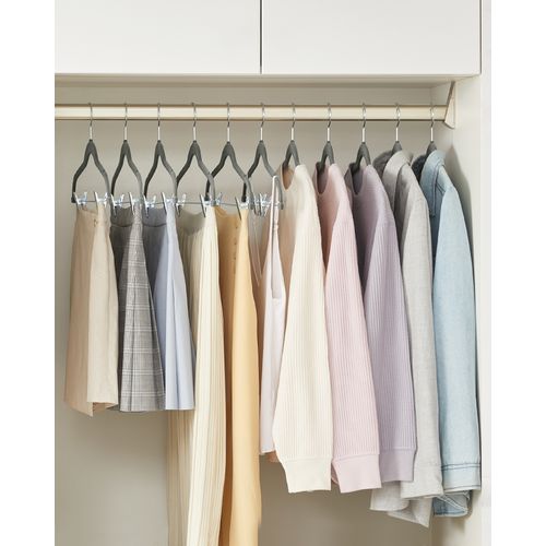 Lot De 20 Pinces à Cintres En Velours Gris - Solides, Fines, Pour Pantalons Et Jupes, Protection Tissus