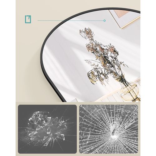 Miroir Intégral, 160 X 50 Cm, Sur Pied, Grand Miroir à Poser Au Sol, Verre Trempé, Noir D’encre