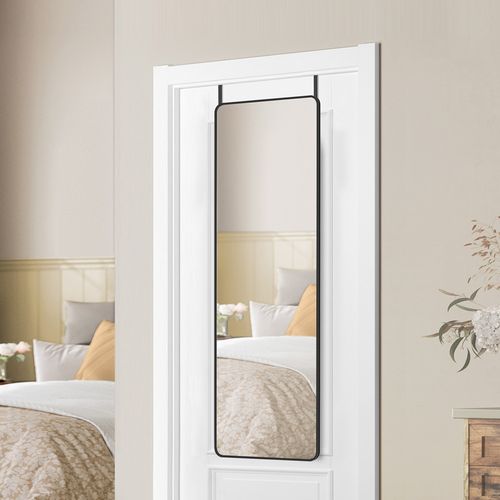 Miroir Intégral Suspendu, Miroir Rectangulaire, Cadre En Alliage D'aluminium, Noir D'encre