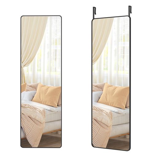 Miroir Intégral Suspendu, Miroir Rectangulaire, Cadre En Alliage D'aluminium, Noir D'encre