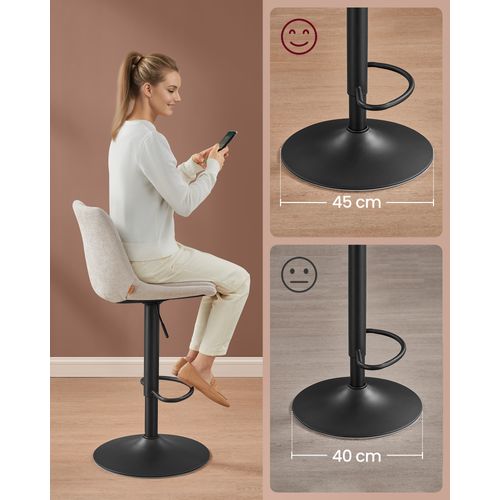 Tabourets De Bar, Lot De 2, Siège Pivotant à Hauteur Réglable, Avec Dossier Et Repose-pieds, Blanc