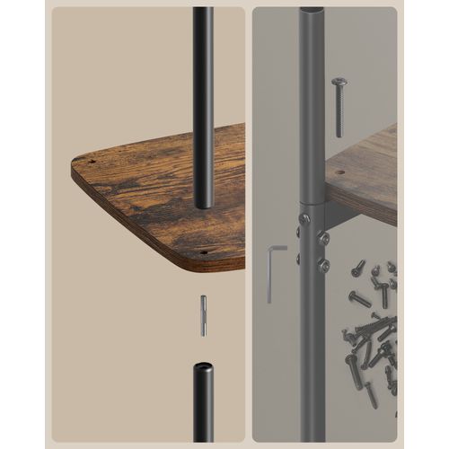 étagère D'angle à 5 Niveaux, Assemblage Ultra-rapide Sans Outils Toolless, Marron Rustique