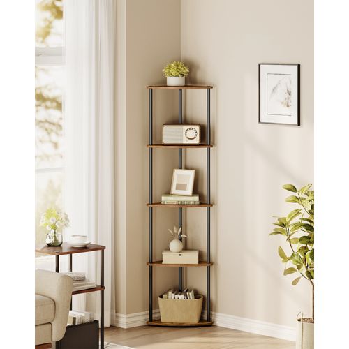 étagère D'angle à 5 Niveaux, Assemblage Ultra-rapide Sans Outils Toolless, Marron Rustique