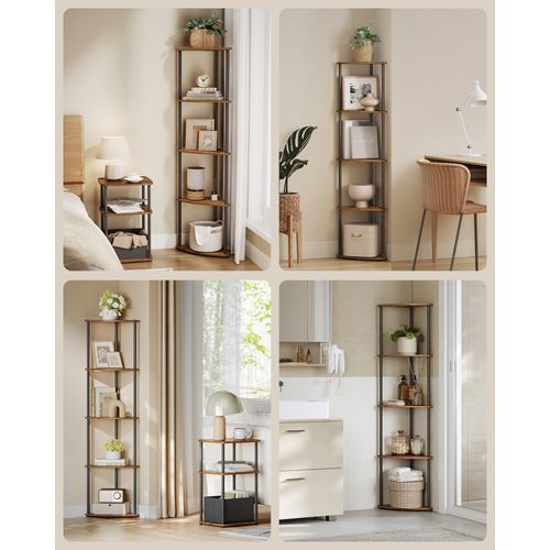 étagère D'angle à 5 Niveaux, Assemblage Ultra-rapide Sans Outils Toolless, Marron Rustique