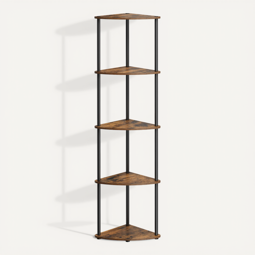 étagère D'angle à 5 Niveaux, Assemblage Ultra-rapide Sans Outils Toolless, Marron Rustique