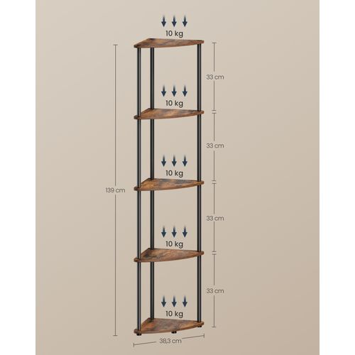étagère D'angle à 5 Niveaux, Assemblage Ultra-rapide Sans Outils Toolless, Marron Rustique