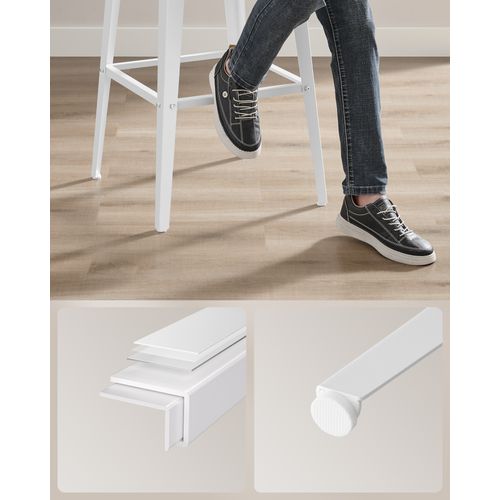 Tabourets De Bar Industriel, Lot De 4, Chaise Bar Cuisine, Avec Dossier, Marron Blé Et Blanc Nuage