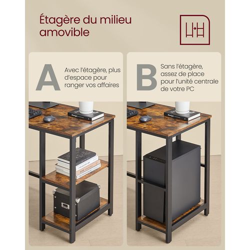 Bureau D'ordinateur En Forme De L, 120 X 130 X 76 Cm, Bureau D'angle Avec 2 Étagères