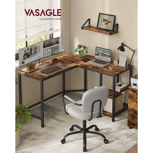 Bureau D'ordinateur En Forme De L, 120 X 130 X 76 Cm, Bureau D'angle Avec 2 Étagères