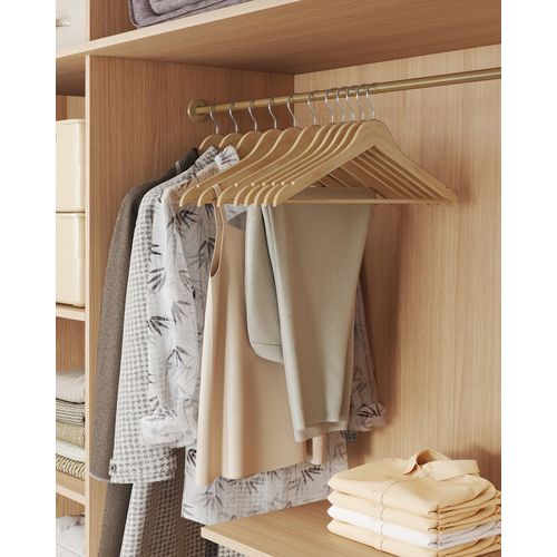 Cintres En Bois, Lot De 30, Fins, Avec Encoches, Crochet Pivotant à 360°, Veste, Naturel