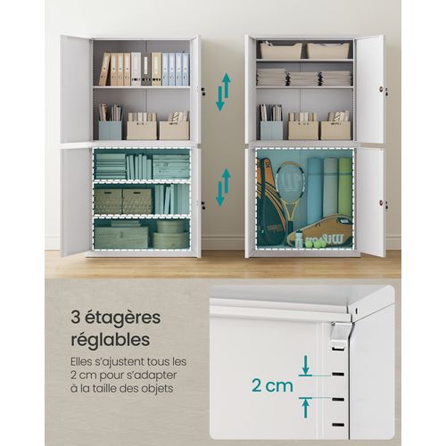 Armoire De Garage à 5 Étagères Avec 4 Portes, Armoire De Bureau, Gris Mat