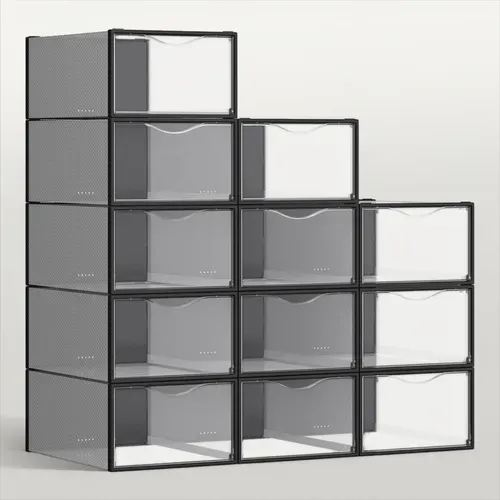 Étagères à Chaussures Réglables Froadp - Gain De Place, 3 Hauteurs Ajustables - Lot De 30 - Noir/Blanc Rangement Chaussures