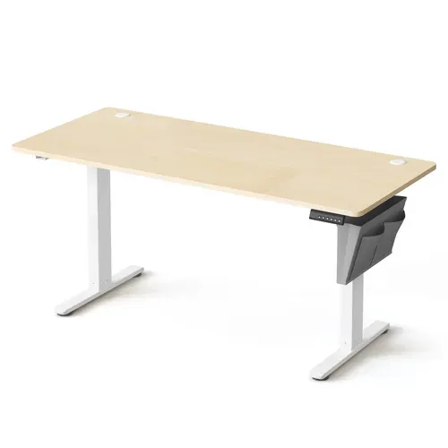 Bureau Électrique Réglable En Hauteur, 160 X 70 Cm, Pour Bureau, Télétravail, Doré Chêne