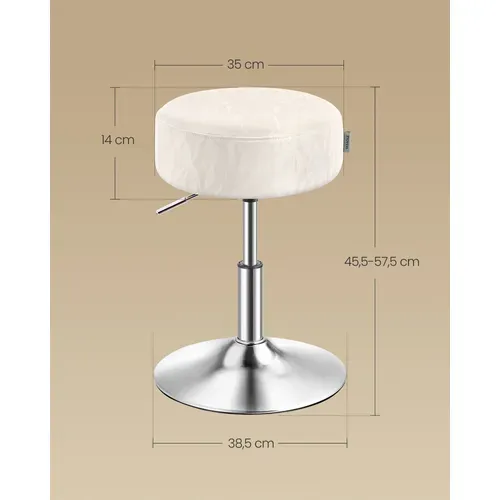 Tabouret De Maquillage, Réglable En Hauteur, Pivotant à 360 Degrés,   Blanc Crème