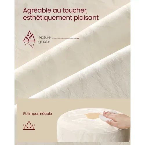 Tabouret De Maquillage, Réglable En Hauteur, Pivotant à 360 Degrés,   Blanc Crème