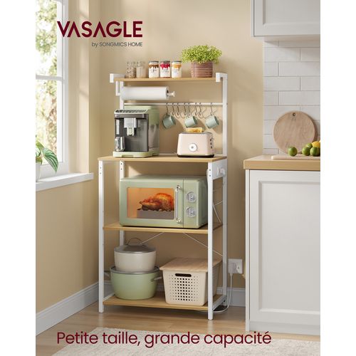 Étagère De Cuisine Avec Multiprise, Bar à Café Sur 4 Niveaux Avec Étagère Réglable