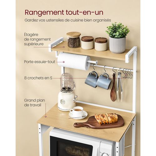 Étagère De Cuisine Avec Multiprise, Bar à Café Sur 4 Niveaux Avec Étagère Réglable