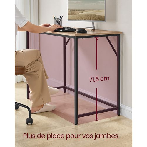 Bureau D'ordinateur, 100 X 50 X 76 Cm, Salon, Bureau Informatique, Marron Camel Et Noir D’encre