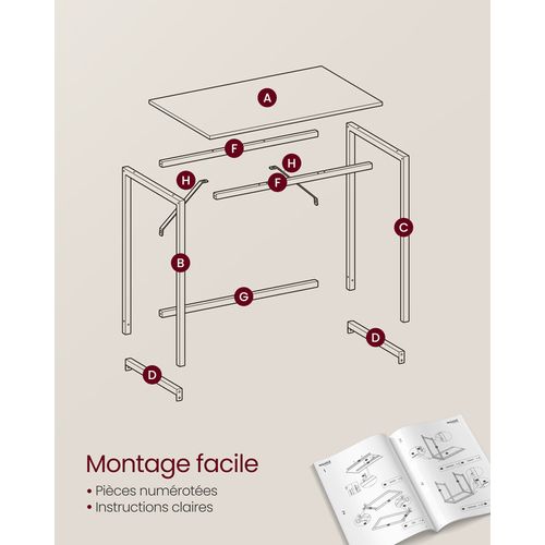 Bureau D'ordinateur, 100 X 50 X 76 Cm, Salon, Bureau Informatique, Marron Camel Et Noir D’encre