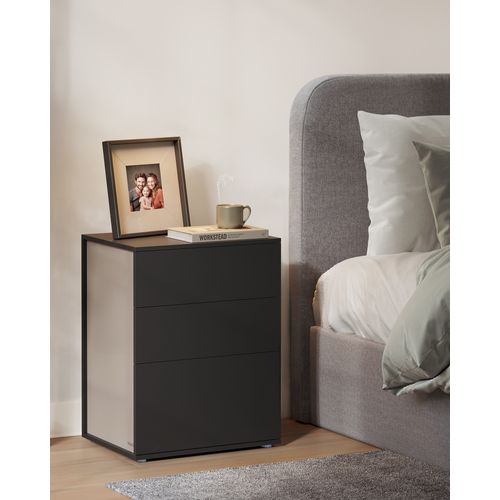 Table De Chevet, Lot De 2, Assemblage Ultra-rapide Sans Outils Toolless, Noir D'encre Et Beige