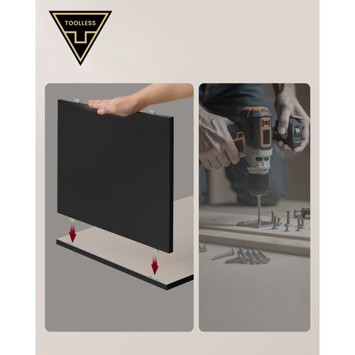Table De Chevet, Lot De 2, Assemblage Ultra-rapide Sans Outils Toolless, Noir D'encre Et Beige
