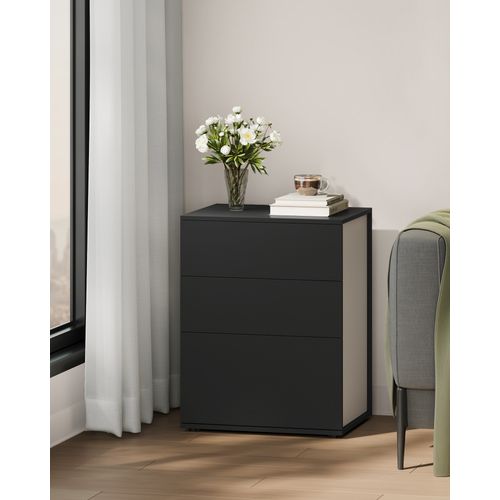 Table De Chevet, Lot De 2, Assemblage Ultra-rapide Sans Outils Toolless, Noir D'encre Et Beige