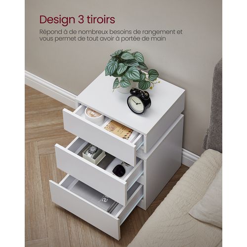 Table De Chevet, Lot De 2, Avec Bande LED Multicolore Réglable, 35 X 40 X 55 Cm, Blanc