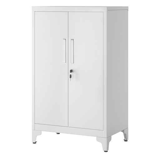 Caisson De Bureau, Armoire De Bureau à 2 Portes, Verrouillable, En Acier, Gris Mat