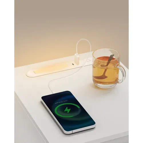 Lot De 2, Table De Chevet Étroite, Avec Éclairage LED, 1 Port USB-a, 1 Port USB-c, Blanc Nuage