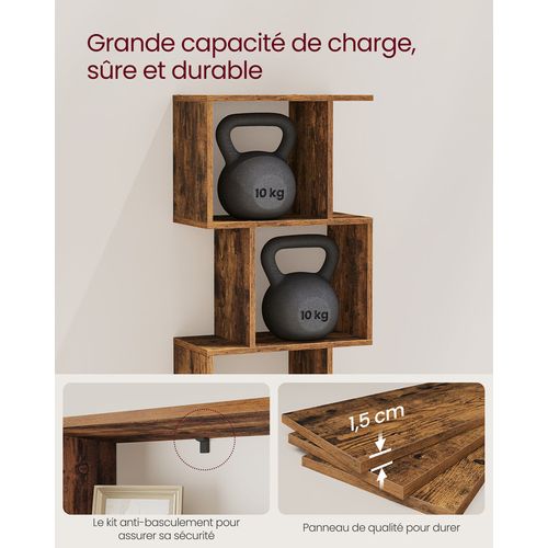 Bibliothèque à 6 Niveaux, 24 X 40 X 191 Cm, Cloison Séparateur, Moderne, Marron Rustique