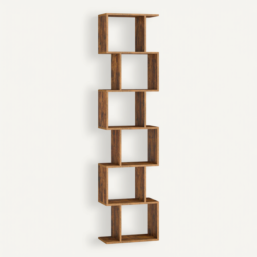 Bibliothèque à 6 Niveaux, 24 X 40 X 191 Cm, Cloison Séparateur, Moderne, Marron Rustique