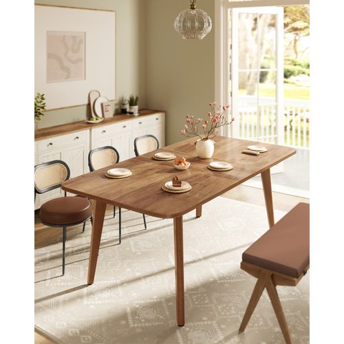 Table De Salle à Manger, Plateau Extensible, Capacité De Charge De 120 Kg, Design Épuré, Marron Miel