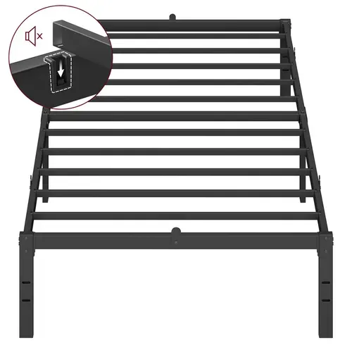 Cadre De Lit Simple, 90 X 190 Cm, Cadre En Métal, Espace De Rangement Au Dessous
