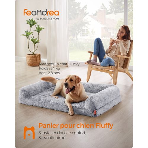 Panier Pour Chien, Taille XXL, Pour Chiens De Grande Taille, 122 X 85 X 16 Cm, Gris Ombré