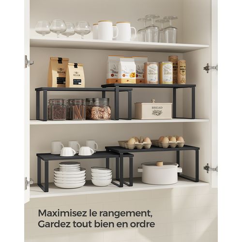 étagère à épices, Lot De 2, étagère De Rangement De Cuisine Extensible, Noir D'encre Et Noir Boisé