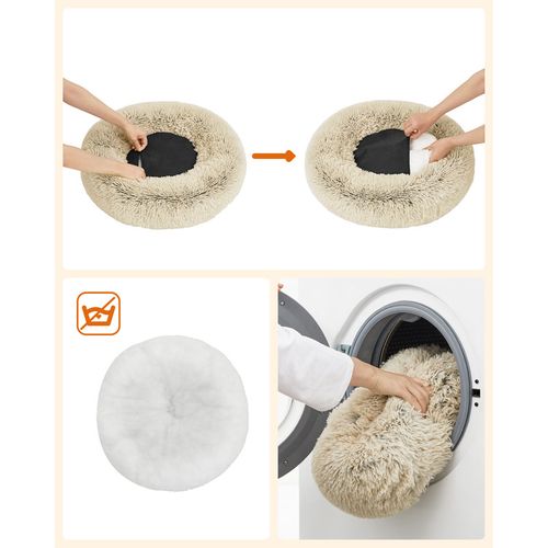 Panier Pour Chien, Lit Ronde En Forme De Beignet, D.60 Cm, Kaki Ombré