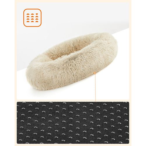 Panier Pour Chien, Lit Ronde En Forme De Beignet, D.60 Cm, Kaki Ombré