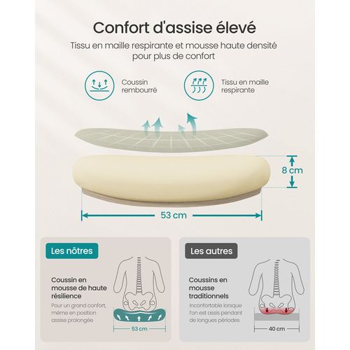 Chaise Bureau Ergonomique, Tissu En Maille, Support Lombaire, Appui-tête, Beige Cappuccino