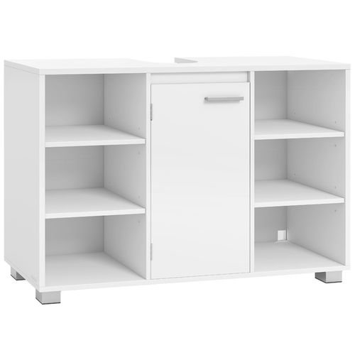 Meuble Sous Lavabo, Armoire De Salle De Bain Avec étagères Réglables, 30 X 90 X 60 Cm, Blanc Nuage